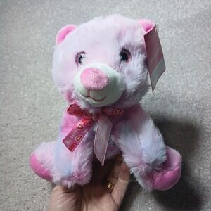Pink/White/Purple Blended Teddy Bear Love Ribbon Bow Plush 8" Valentine Gift NWT